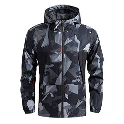 Regenjacke Herren Wasserdicht mit Abnehmbaren Kapuze Hardshelljacke Winddicht Jacken Regenmantel Outdoor Fahrrad Wetterjacke Männer Atmungsaktiv MäntelEinpackbar Wasserdicht Jacke mit Kapuze Outdoor von Jooffery