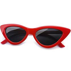 Joopin 50er Sonnenbrille Damen Cateye Rot und Retro Damen Sonnenbrille Katzenauge Polarisiert UV400 Mode Klassische Dreieck Party Brille Schmal(Rot) von Joopin