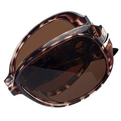 Joopin Faltbare Polarisiert Sonnenbrille Damen Braun UV400 Schutz Übergroß Klassisch Vintage Sonnenrille Elegant Groß (Retro Leopard) von Joopin