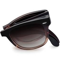 Joopin Faltbare Polarisierte Sonnenbrille Herren und Sonnenbrille Damen Braun Rechteckige Klassische Faltbrille Tragbare Mode Sonnenbrille UV400 (Braun) von Joopin