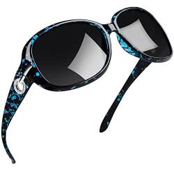 Joopin Große Damen Sonnenbrille Vintage und Polarisierte Sonnenbrille Damen Retro Oversize UV400 Elegante Sonnenbrille (Blau Bernstein/Schwarz) von Joopin
