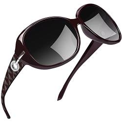 Joopin Große Sonnenbrille Damen Polarisiert UV400 und Klassische Damen Sonnenbrille Trendy Vintage Brille mit Großer Rahmen (Weinrot) von Joopin