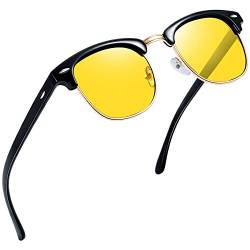 Joopin Halbrahmen Nachtbrille zum Autofahren und Nachtsichtbrille Sonnenbrille Gelbe Nachtfahrbrille Blendschutz Unisex Gewidmet UV400 (Nachtsichtbrille Gelbe) von Joopin
