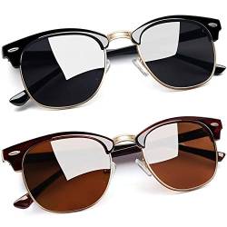 Joopin Halbrahmen Polarisierte Sonnenbrille Herren Braun Retro Sonnenbrille Set und Vintage Sonnenbrille Damen Schwarz Klassische Sonnenbrille (Braun + Glänzend Schwarz) von Joopin