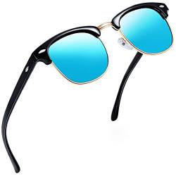 Joopin Halbrahmen Sonnenbrille Herren Polarisiert und Sonnenbrille Blau Verspiegelt Vintage Sonnenbrille Damen UV400 Sunglasses für Fahren und Tourismus (Blau) von Joopin