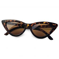 Joopin Katzenauge Sonnenbrille Damen Polarisiert und Retro Cateye Sonnenbrille Braun Schmal UV400 Klassisch 60er Dreieck Cateye Brille Party(Braun Leopard) von Joopin