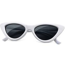 Joopin Katzenauge Sonnenbrille Weiß Damen und Polarisierte Sonnenbrille Damen UV400 90er Klassisch Retro Dreieck Cateye Party Brille Schmal(Weiß Schwarz) von Joopin