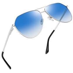 Joopin Klassische Sonnenbrille Herren Polarisiert Sportbrille Blau und Sonnenbrille Damen mit Metallrahmen UV400 Vintage Sonnenbrillen Unisex für Fahren(Mode Blau) von Joopin