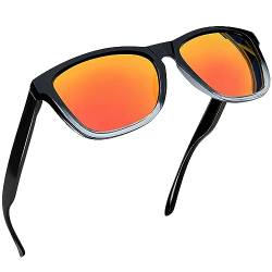 Joopin Klassische Sonnenbrille Herren Rechteckige Spiegel und Polarisierte Sonnenbrille Damen Orange Rot UV400 Ultraleichtes Vintage Sonnenbrille (Schwarz Orange) von Joopin