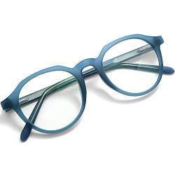 Joopin Mode Blaulichtfilter Brille Herren Damen Runde Blaufilter Brille Ohne stärke Herren und Computerbrille mit Blaulichtfilter Blue Light Glasses for PC TV and Gaming(Blau) von Joopin