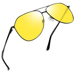 Joopin Nachtbrille zum Autofahren und Nachtfahrbrille Herren Gelbe Brille Nachtsichtbrille Damen Night Vision Glasses for Driving mit Metallrahmen(Gelbe) von Joopin