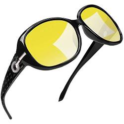Joopin Nachtsichtbrille zum Autofahrer und Nachtbrille Gelb Sonnenbrille Damen Groß Nachtsicht UV400 Nachtfahrbrille (Gelb) von Joopin