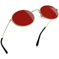 Joopin Ovale Sonnenbrille Damen Rot Polarisierte Sonnenbrille Rund Herren und Klassische Steampunk Brille Retro Hippie Party Brillen Vintage Fahrerbrille(Rot) von Joopin