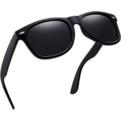 Joopin Polarisierte Sonnenbrille Herren Schwarz und Vintage Sonnenbrille Damen UV400 Sport Retro Sonnenbrille für Fahren (Matt Schwarz) von Joopin