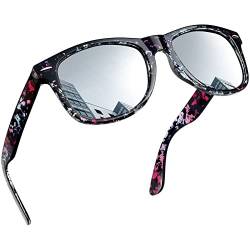 Joopin Polarisierte Sonnenbrille Herren UV400 Unisex Spiegel Rechteckige Sonnenbrille Damen Retro Stil für Fahren und Tourismus (Verspiegelt Silber) von Joopin