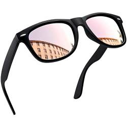 Joopin Rechteckige Sonnenbrille Damen Polarisiert und Unisex Sonnenbrille Rosa Verspiegelt Spiegel Retro Sonnenbrille Herren UV400 (Rosa Schwarz) von Joopin