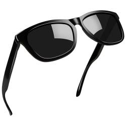 Joopin Rechteckige Sonnenbrille Damen Schwarz Klassische und Vintage Sonnenbrille Herren Polarisiert Sonnenbrille Retro Sunglasses UV400 Unisex (Elegant Schwarz) von Joopin