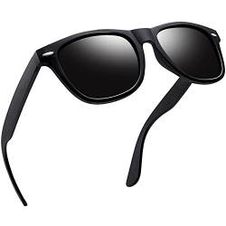 Joopin Rechteckige Sonnenbrille Herren Schwarz Retro Herren Sonnenbrille Polarisiert Sport und Vintage Klassische Sonnenbrille Damen UV400 Unisex (Voll Schwarz) von Joopin