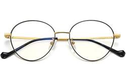 Joopin Retro Blaulichtfilter Brille Herren Brille Ohne stärke Damen und Gaming Brillen Computerbrille mit Blaulichtfilter Blue Light Glasses for PC and TV(Schwarz Gold) von Joopin