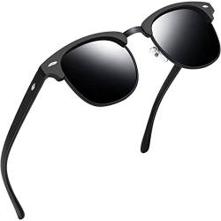 Joopin Retro Halbrahmen Sonnenbrille Polarisiert Schwarz Sonnenbrille Herren und Damen Sonnenbrille Vintage UV400 Brille Herren für Fahren und Tourismus (Voll Matt Schwarz) von Joopin