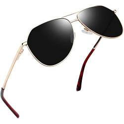 Joopin Retro Sonnenbrille Herren Gold-Schwarz Klassisch und Sonnenbrille Damen Groß Schwarz mit Metallrahmen für Fahren (Gold-Schwarz) von Joopin