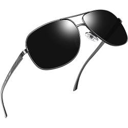 Joopin Retro Sonnenbrille Herren Polarisiert und Sonnenbrille Damen Groß UV400 Brille für Fahren und Tourismus (Grau-Schwarz) von Joopin