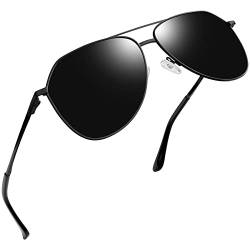 Joopin Schwarze Sonnenbrille Herren Polarisiert und Klassische Retro Sonnenbrille Damen Groß UV400 mit Metallrahmen Sunglasses for Driving(Voll Schwarz) von Joopin