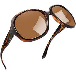 Joopin Sonnenbrille Damen Groß Braun und Übergroße Sonnenbrille Polarisiert UV400 Klassisch Vintage Sonnenbrille Damen Trendy mit Großer Rahmen (Schildkröte Braun) von Joopin