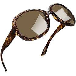 Joopin Sonnenbrille Damen Polarisiert Groß Sonnenbrille Klassisch 2024 Vintage Sonnenbrille Trendy Groß XL UV400 (Mode Crystal Braun) von Joopin
