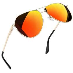 Joopin Sonnenbrille Damen Polarisiert Orange Rot Verspiegelt Metallrahmen und Sonnenbrille Herren UV400 für Fahren und Tourismus (Orange Rot Verspiegelte) von Joopin