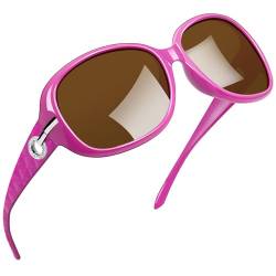 Joopin Sonnenbrille Damen Polarisiert und Große Sonnenbrille Damen UV400 Übergroß Klassisch Vintage Sonnenbrille Trendy 2024 (Violett/Braun) von Joopin