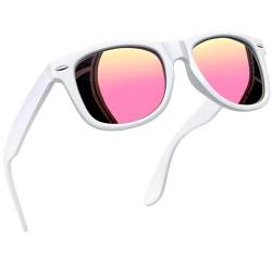 Joopin Sonnenbrille Damen Rosa Spiegel Polarisierte Sonnenbrille Retro UV400 Unisex Rechteckige Vintage Sonnenbrille Herren für Tourismus (Weiß Rosa Verspiegelt) von Joopin