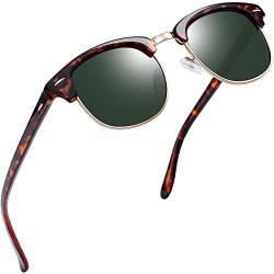 Joopin Sonnenbrille Herren Halbrahmen Polarisiert UV400 Retro Brille und Vintage Damen Sonnenbrille G15 Grün für Fahren und Tourismus (Schildkröte Braun) von Joopin