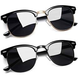 Joopin Sonnenbrille Herren Halbrahmen Retro Sonnenbrille Polarisiert Set Schwarz und Vintage Sonnenbrille Damen Klassische (Voll Schwarz + Glänzend Schwarz) von Joopin