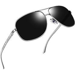 Joopin Sonnenbrille Herren Polarisiert Silber-Schwarz Sonnenbrille Damen Groß und Brille für Fahren und Tourismus mit Metallrahmen (Silber-Schwarz) von Joopin