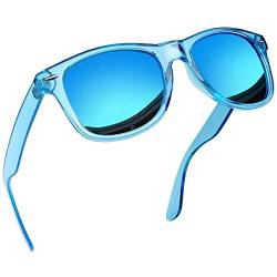 Joopin Sonnenbrille Herren Polarisiert UV400 Unisex Spiegel Rechteckig Retro Sonnenbrille Damen Blau für Fahren und Tourismus (Voll Blau Verspiegelt) von Joopin