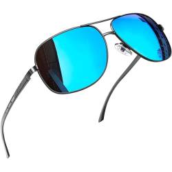 Joopin Sonnenbrille Herren Verspiegelt Blau Polarisierte Sonnenbrille Damen Groß und Sunglasses for Driving UV400 mit Metallrahmen(Blau) von Joopin