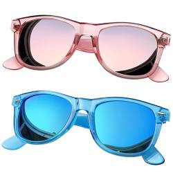 Joopin Sonnenbrille Herren Verspiegelte Blau und Sonnenbrille Damen Polarisiert UV400 Unisex Spiegel Rechteckig Sonnenbrille Rosa für Fahren und Tourismus (Verspiegelt Blau+Rosa) von Joopin