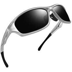 Joopin Sonnenbrille Sportbrille Herren Silber Grau und Sportsonnenbrille Polarisierte Sonnenbrille Schnelle Brillen Sportliche Fahrerbrille UV400 (Silber Grau) von Joopin