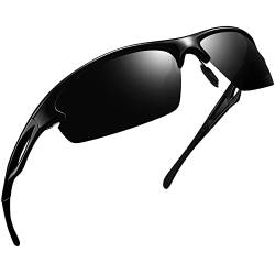 Joopin Sport Sonnenbrille Herren Polarisiert Sportbrille Schwarz Fahrerbrille UV400 Biker Schwarze Sonnenbrille Herren Polbrille Angeln (Dunkelgrau) von Joopin