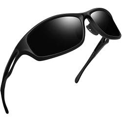 Joopin Sportsonnenbrille Herren Polarisiert Polbrille Sportbrille und Radsportbrille Fahrerbrille Schwarz Sportlich Sonnenbrille Windschutzbrille Autofahren UV400 (Matt Schwarz) von Joopin