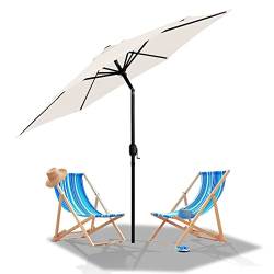 Jopassy Sonnenschirm 270cm Sonnenschutz knickbar,Sonnenschirm strand Neigungswinkel und Höhe verstellbar ohne Ständer,Strandschirm für Terrasse,Balkon,Strand,Beige von Jopassy