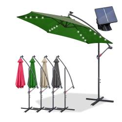 Jopassy Sonnenschirm 350cm mit LED solar,Ampelschirm Groß mit Ständer Alu Kurbelschirm UV-Schutz Parasol Wasserdicht Gartenschirm Marktschirm für Terrasse,Balkon,Garten,Grün von Jopassy