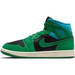 Nike Jordan 1 Mid BQ6472 033 Damen-Basketballschuhe, Schwarz/Grün/Blau (Black/Lucky Green/Aquatone), Größe 46, 44 EU von Jordan