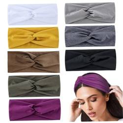 8 Breite Haarbänder Für Damenhaare Kopfwickel Dehnbare Turban Stirnbänder Für Damen Rutschfest 8 Farben Weiche Twist Stoff Stirnbänder Für Damen von Jorzer