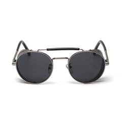 Jorzer Steampunk Sonnenbrille Retro Steampunk Brille Vintage Runde Gläser Steampunk Brille mit Seitenschild Metall Rahmen UV -Schutz Brillen für Mann Frauen von Jorzer