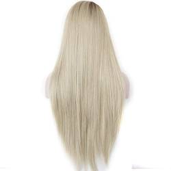 Langes blonde Haar Perücke Mode blonde glühlose Spitze vorne Langes Haar natürliches glattes synthetisches Haar für Frauen (golden) 1pc von Jorzer