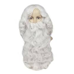 Santa Perücke und Beard Set Weihnachten Weihnachtsweichen Santa Claus Cosplay Beard Xmas White Food Kleid Kostüm Cosplay Vorräte für Männer Frauen Weihnachtsfeier von Jorzer