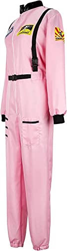 Astronauten Kostüm Erwachsene Damen Kostüm Astronaut Weltraum Raumfahrer Cosplay Halloween Rosa 2XL von Josamogre