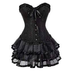 Corsagenkleid vollbrust korsett tutu kleider viktorianisch corsage große größe rock set günstige halloween Schwarzes 2XL von Josamogre